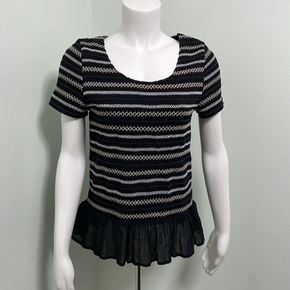 ANTHROPOLOGIE Meadow Rue Smocked Peplum Top - Picture 2 of 8
